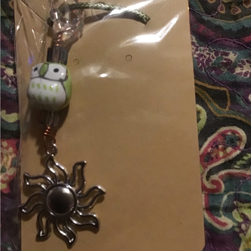 Owl crystals with sun pendant necklace